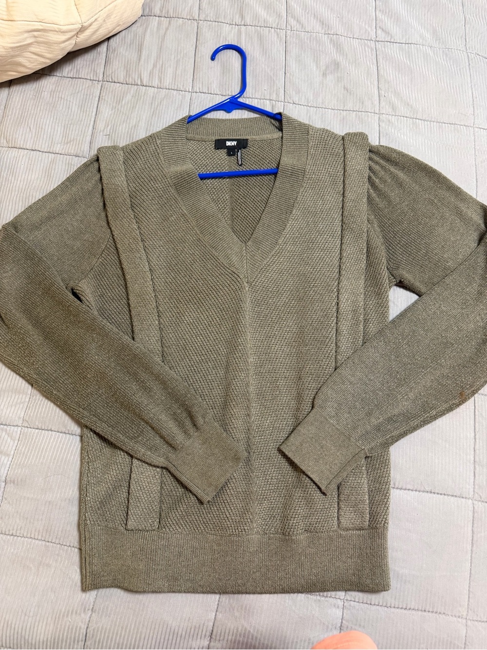 DKNY Olive Green V-Neck Women's Sweater
